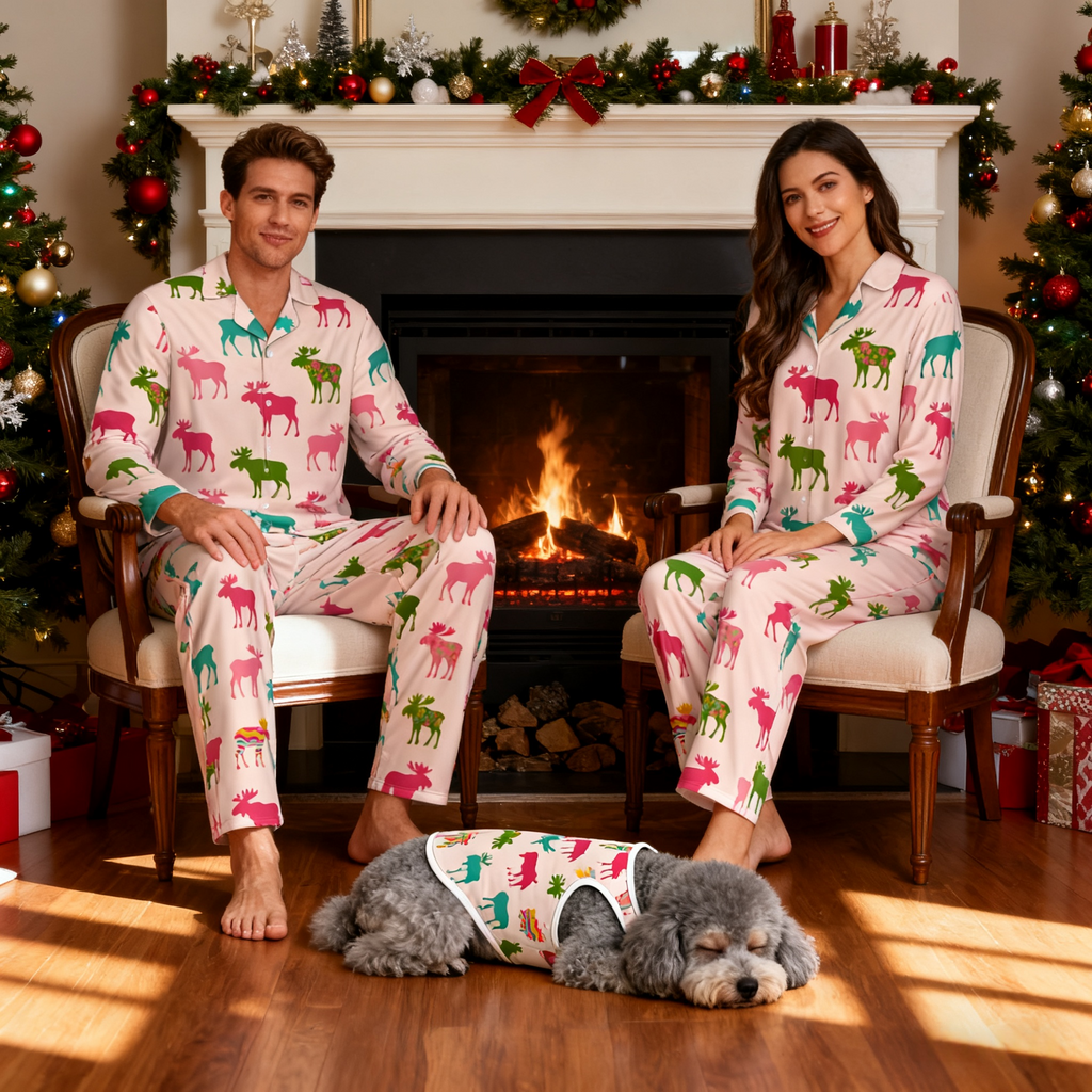 Holiday Moose Print Christmas Pajamas