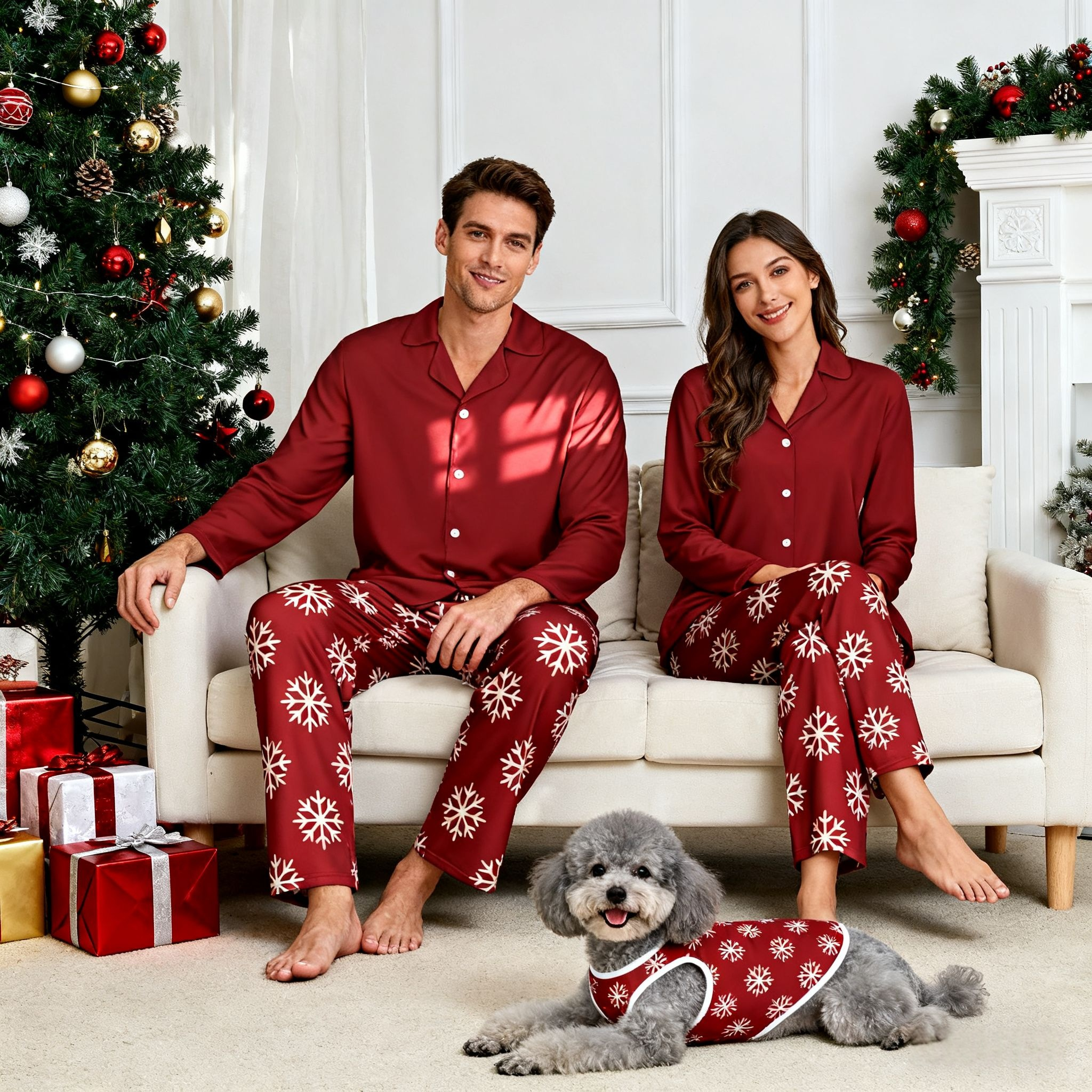 Holiday Snowflake Print Christmas Pajamas