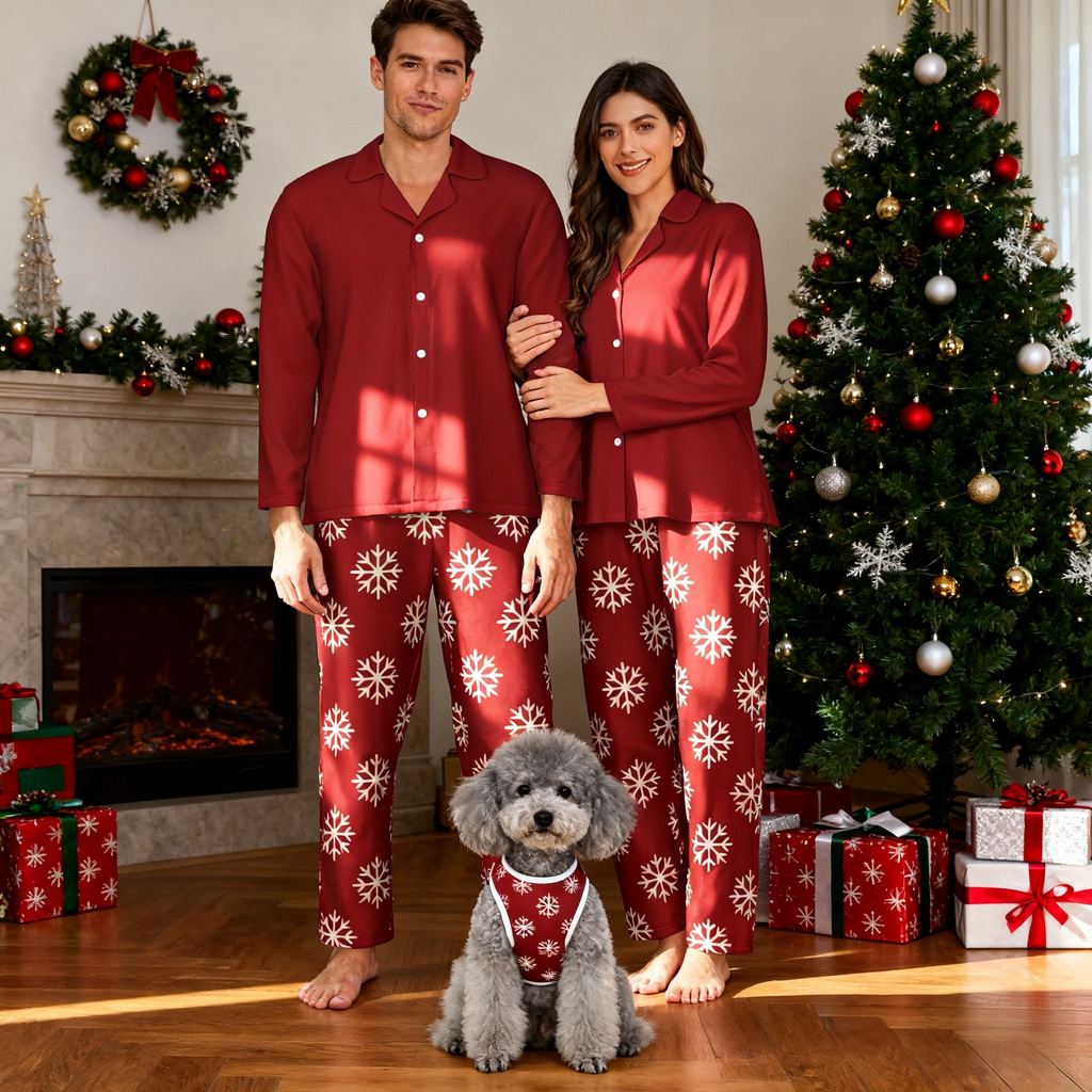 Holiday Snowflake Print Christmas Pajamas