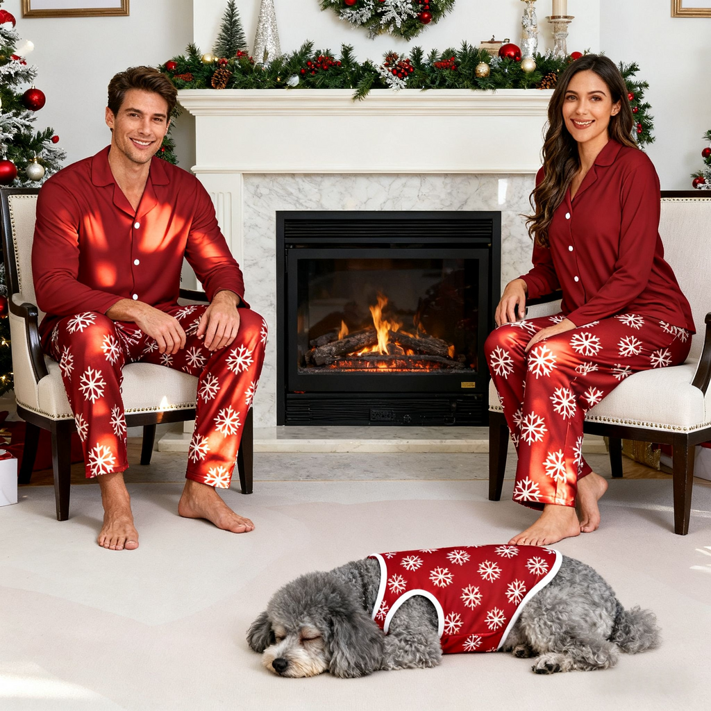Holiday Snowflake Print Christmas Pajamas