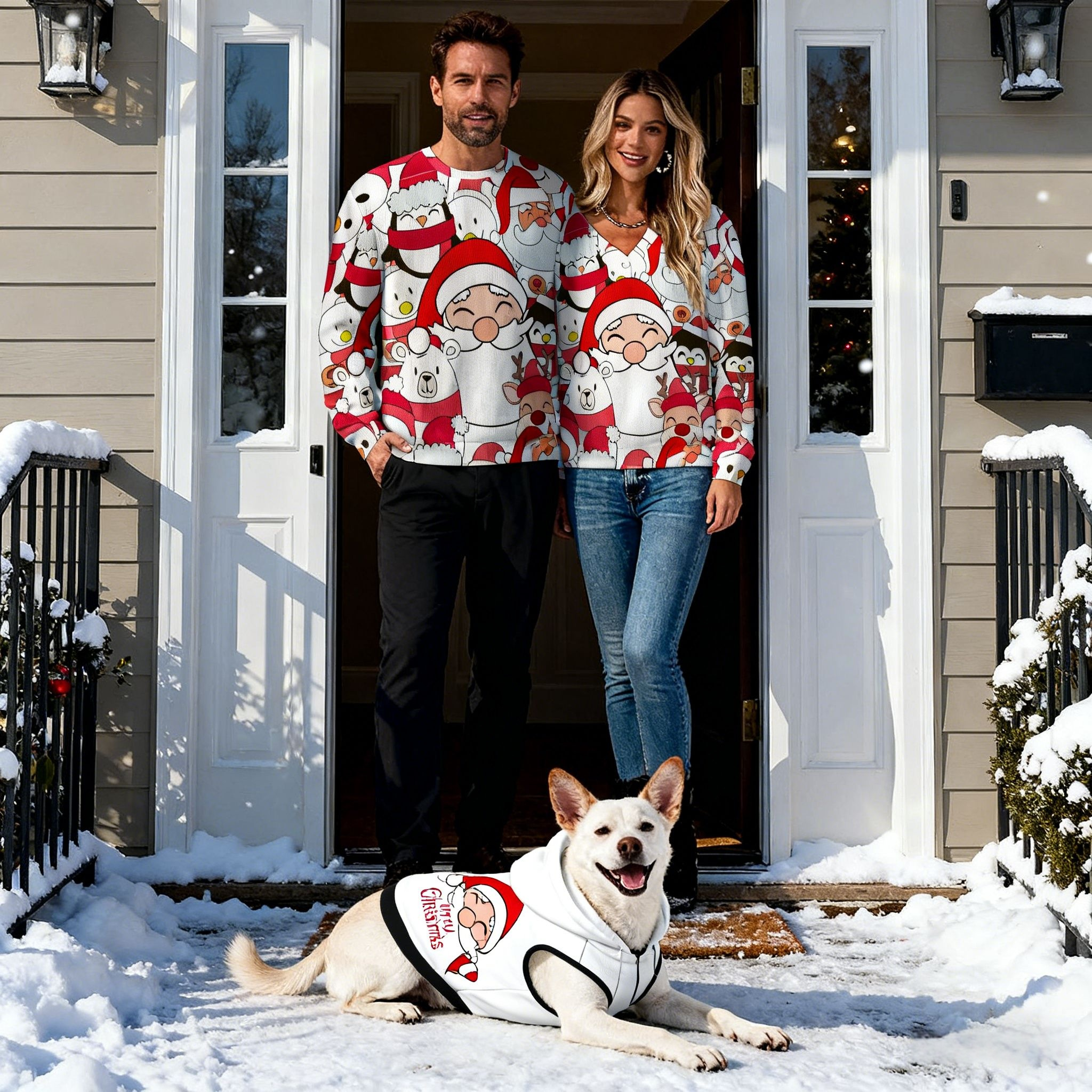 Holiday Santa Friends Christmas Sweater