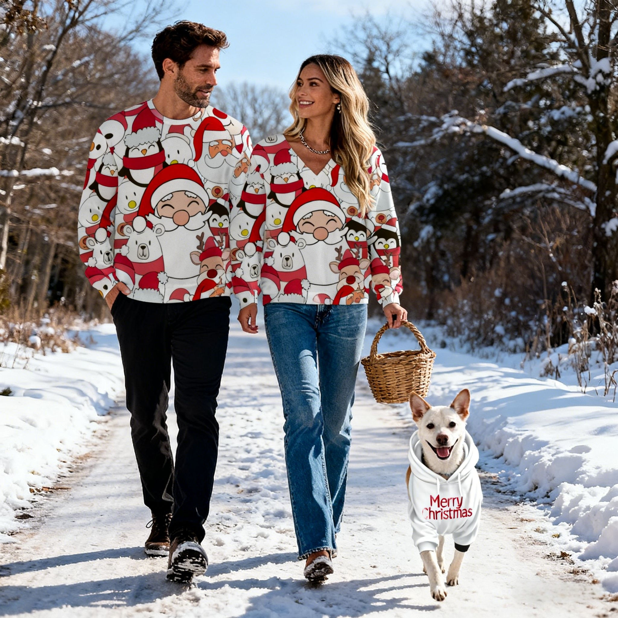 Holiday Santa Friends Christmas Sweater