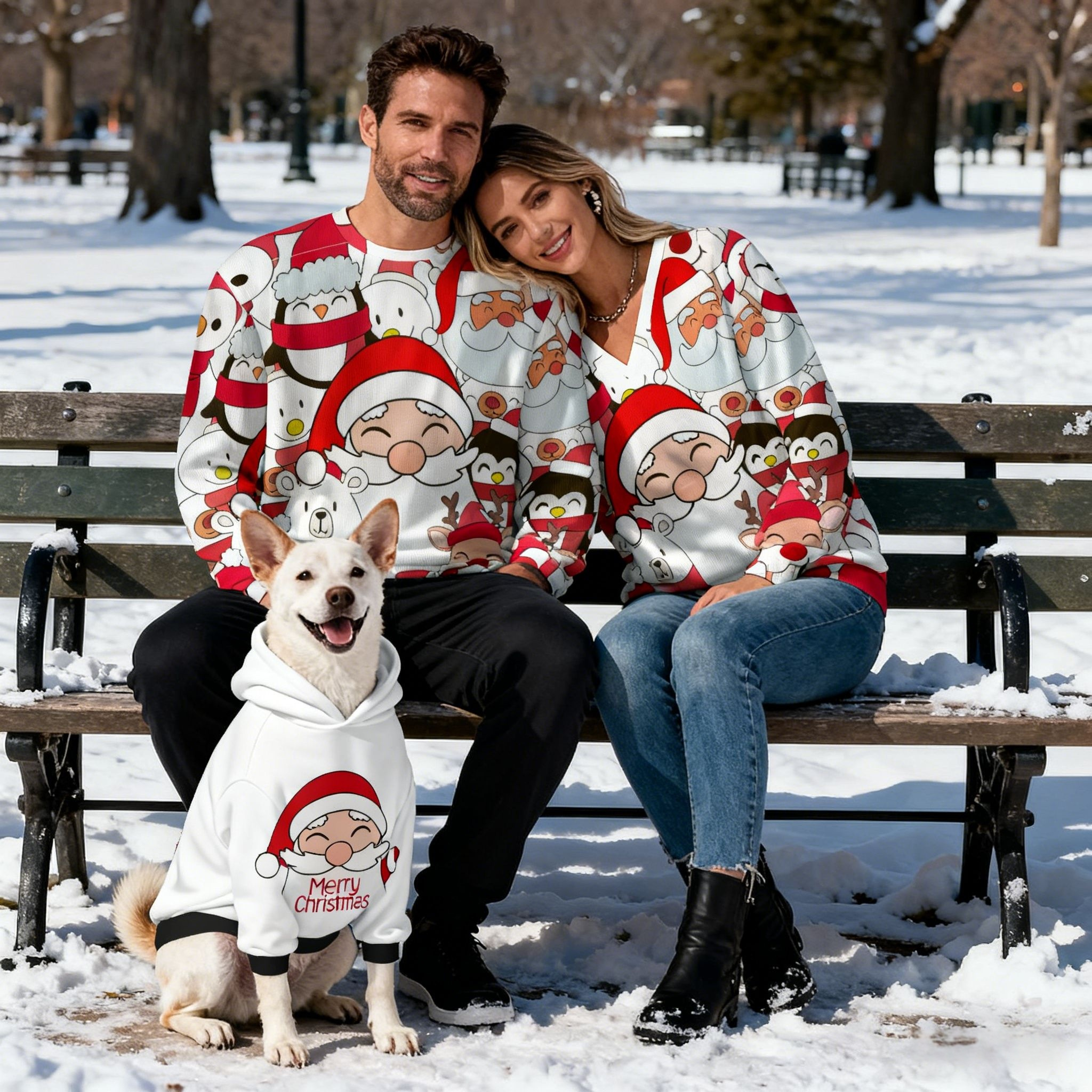 Holiday Santa Friends Christmas Sweater