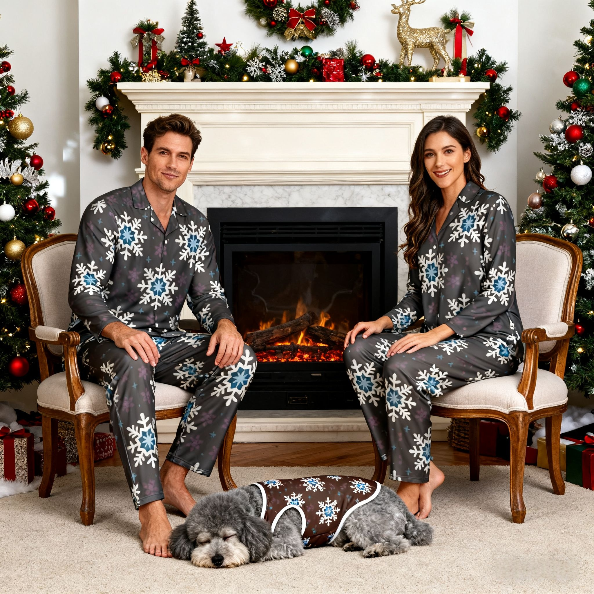 Holiday Snowflake Matching Pajamas
