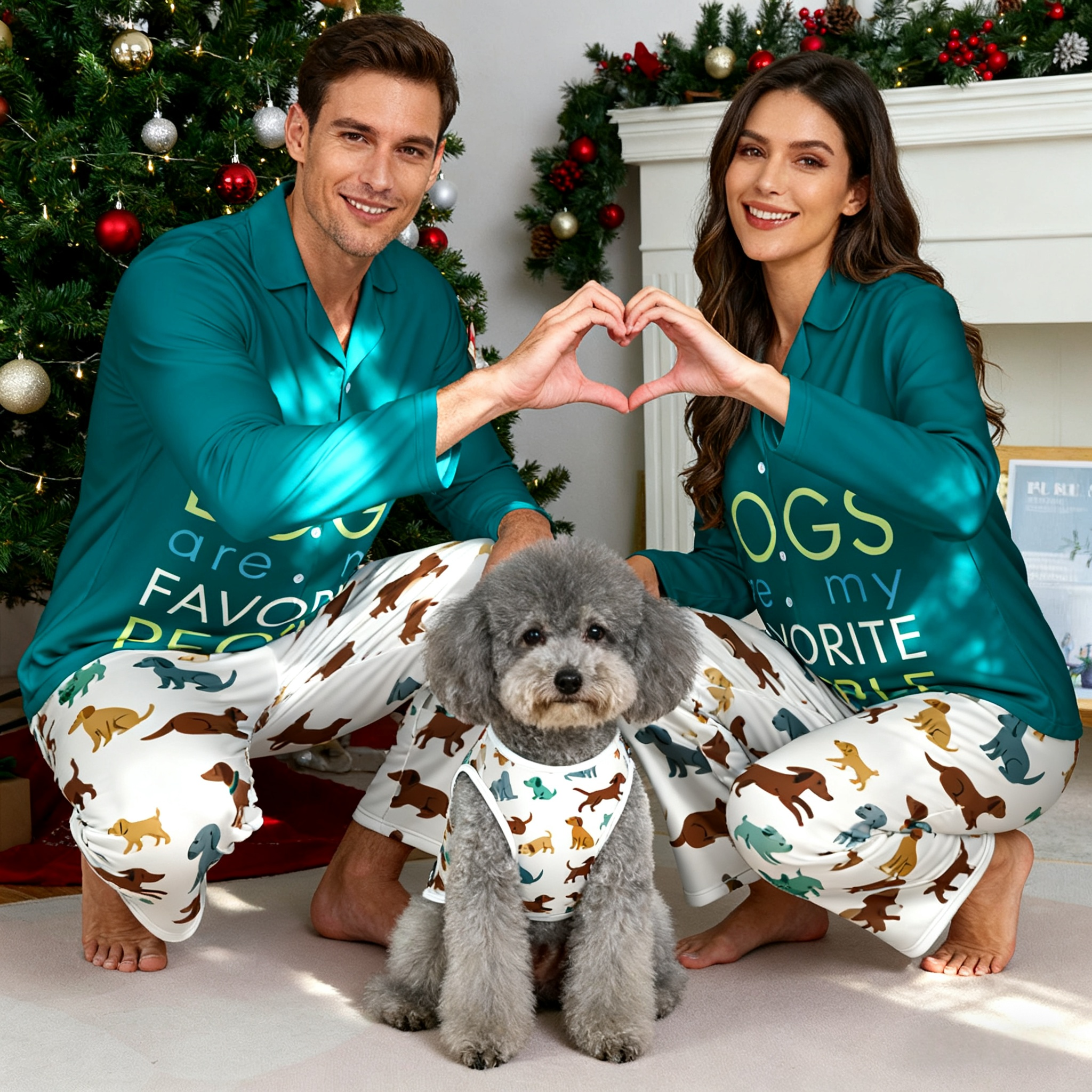 Holiday Dog Silhouettes Christmas Pajamas
