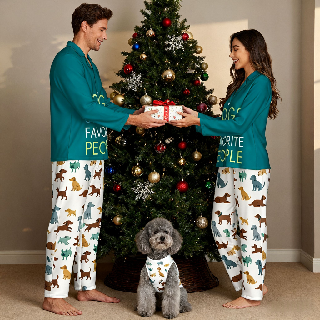 Holiday Dog Silhouettes Christmas Pajamas
