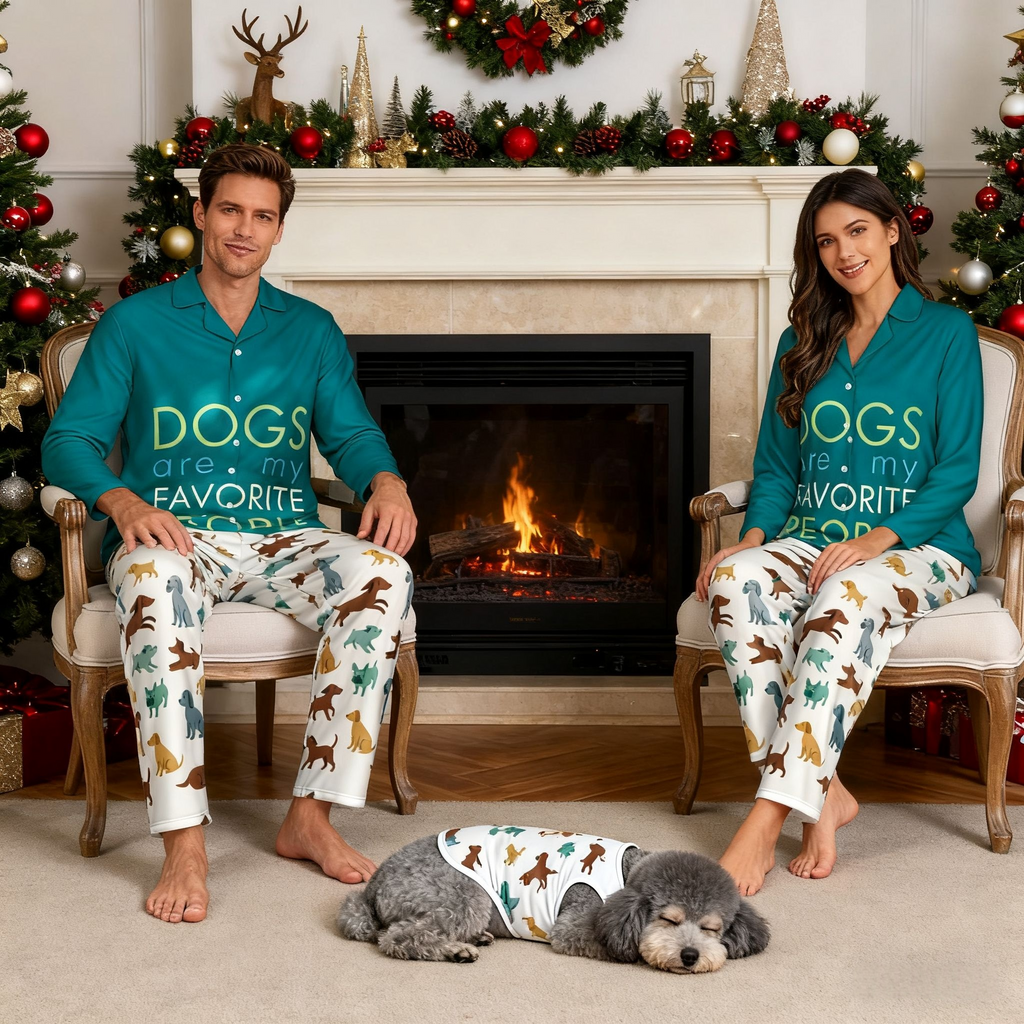 Holiday Dog Silhouettes Christmas Pajamas