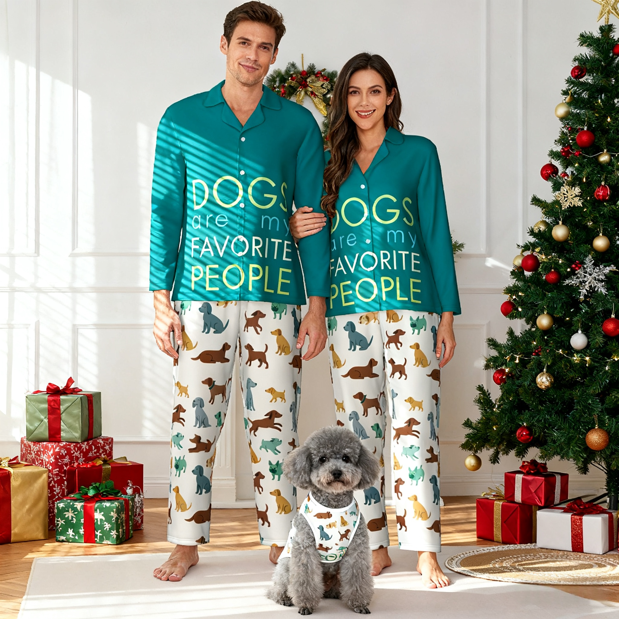 Holiday Dog Silhouettes Christmas Pajamas