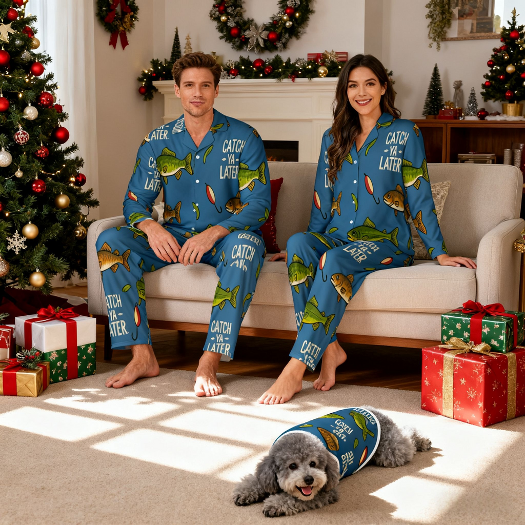Holiday Catch Ya Later Fish Christmas Pajamas