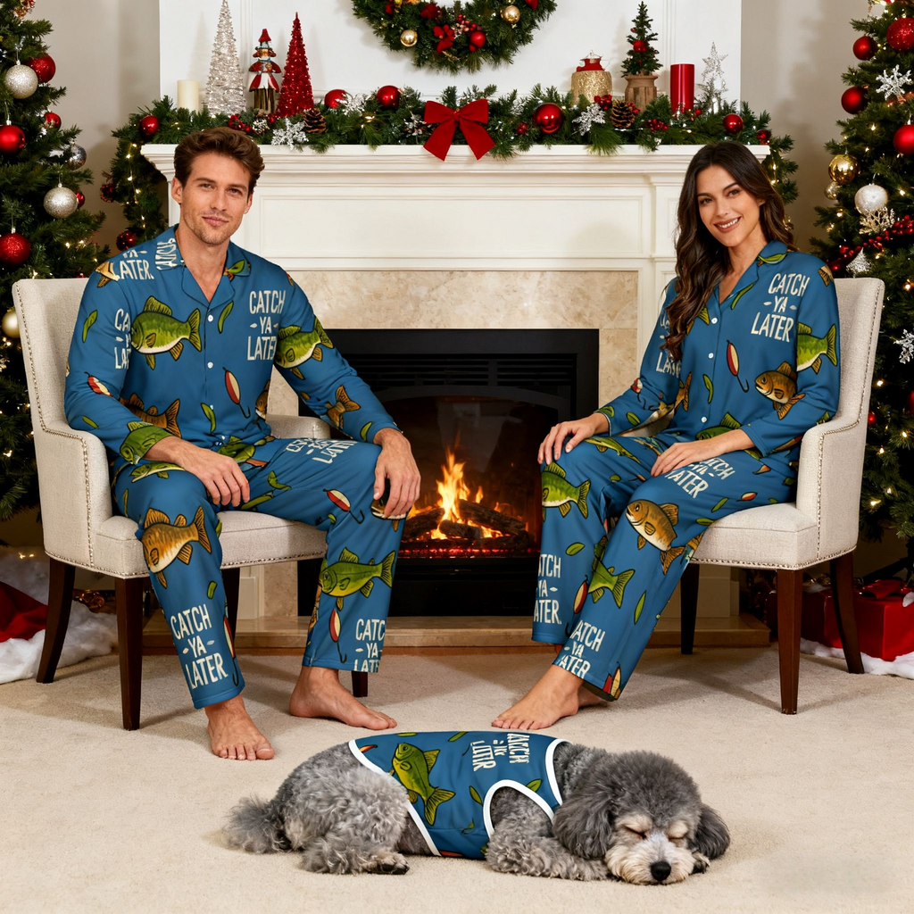 Holiday Catch Ya Later Fish Christmas Pajamas