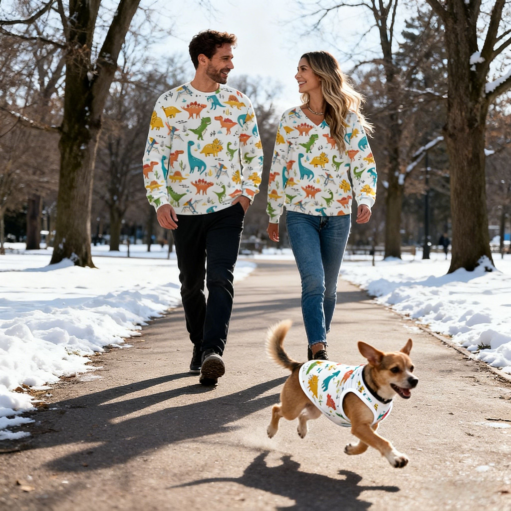 Holiday Colorful Dino Sweater