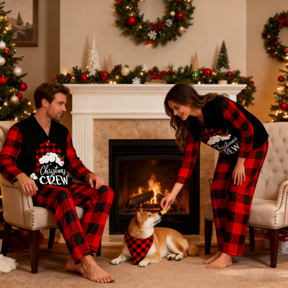 Holiday Red Plaid Christmas Crew Matching Pajamas